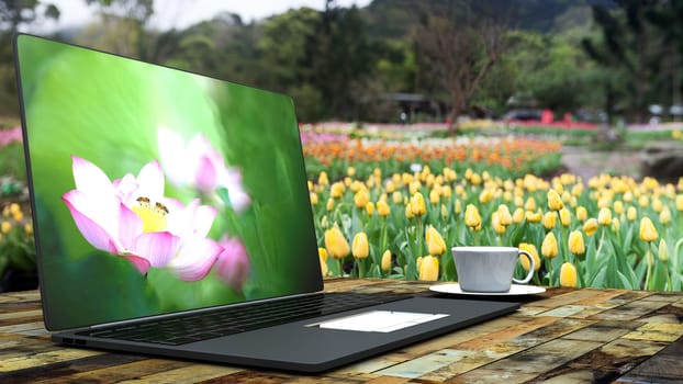 cup of coffee on a laptop