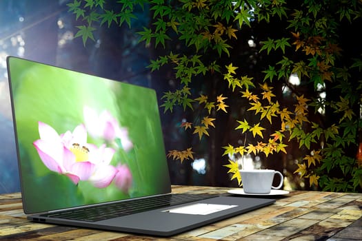 cup of coffee on a laptop