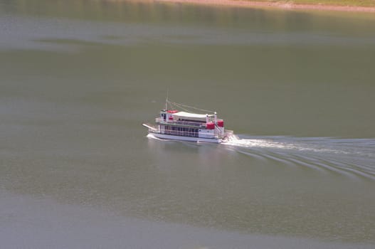Modern Boat Mississippi style. This boat is used to navigate the lake Flumendosa (Sardinia)