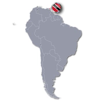 South America map with Trinidad and Tobago