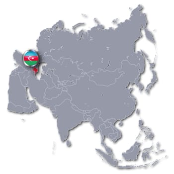 Asia map with Azerbaijan