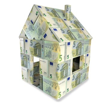 House of 5 euro notes and small money