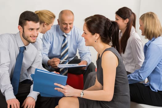 Business colleagues brainstorming in groups teamwork sitting at meeting room
