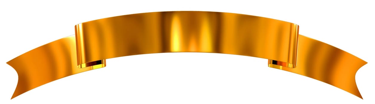 Gold glossy ribbon as banner on white background for your design project