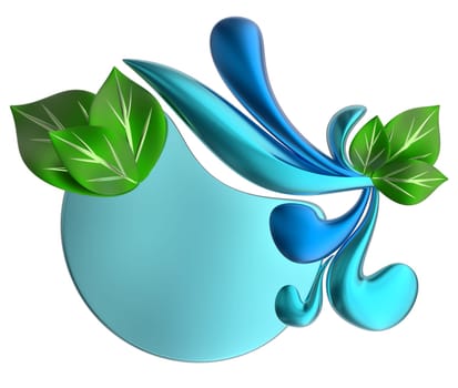 Green and blue form with water drops and leafs