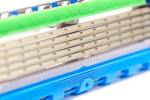 New sharp five-blade safety shaver cartridge for ergonomic disposable razor in macro mode
