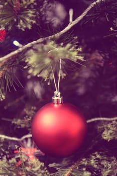 A close up shot of christmas treedecorations