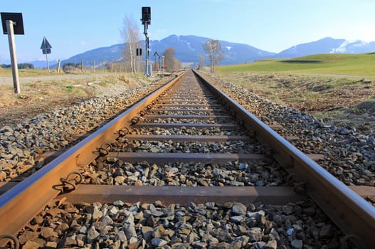 Railway tracks into the distance