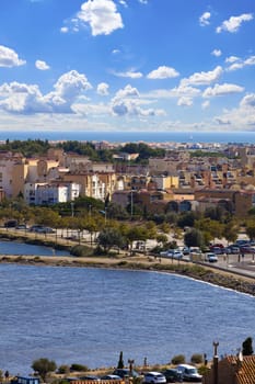View of the village of Gruissan in the south of France