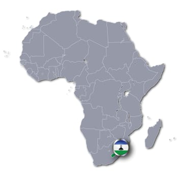 Map of Africa with Lesotho