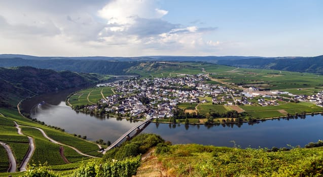 german church located high above the mosel river near bernkastel-kues germany.