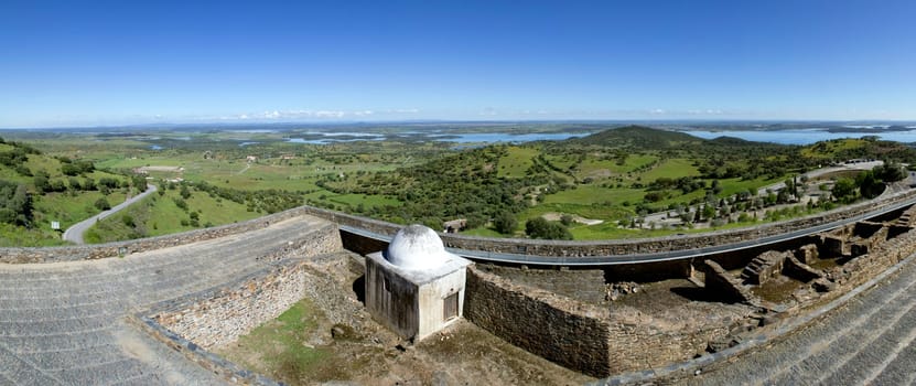 View from Alentejo Town of Monsaraz, on the right margin of the Guadiana River in Portuguese Alentejo region, near Alqueiva damm and the border with Spain.