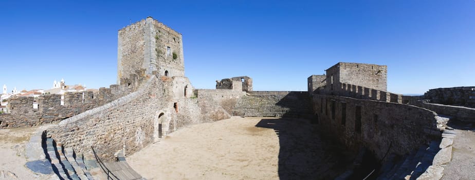 Alentejo Town of Monsaraz castle inner space (used as a traditional bullfighting arena). Located on the right margin of the Guadiana River in Portuguese Alentejo region, near Alqueiva damm and the border with Spain.