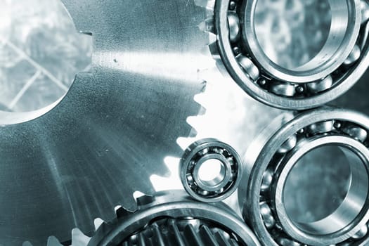 titanium gears and cogwheels used as engineering parts in the Aerospace industry