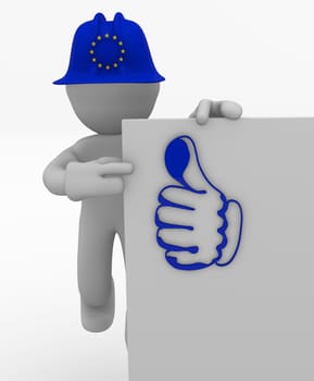European construction worker with a thumb up sign