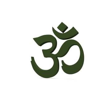 Green Om sign on a white background