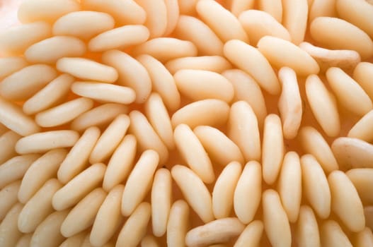 Macro view of the seeds inside a red pepper