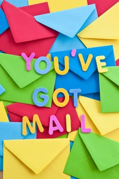 Various colourful wraps for letters as background with text space