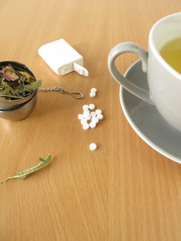 Tea with sweetener tablets
