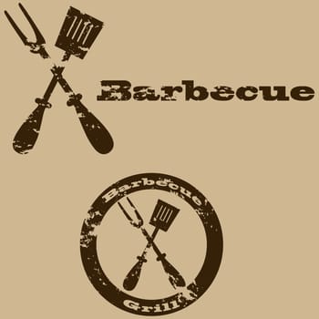 Concept illustration showing a vintage sign for a barbecue
