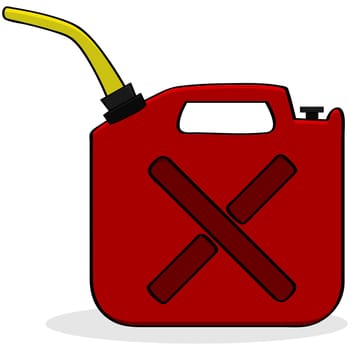 Cartoon illustration showing a red fuel container