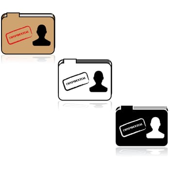 Concept illustration showing a folder with a person's outline and the word Confidential stamped on it