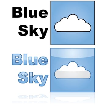 Concept illustration showing a blue sky with a white cloud and the words blue sky beside it