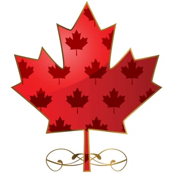 Concept illustration showing a fancy Canadian maple leaf