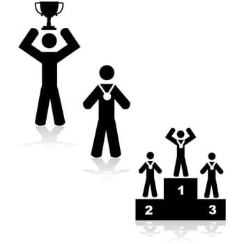 Concept illustration showing three different winner situations