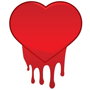 Concept illustration showing a red heart bleeding