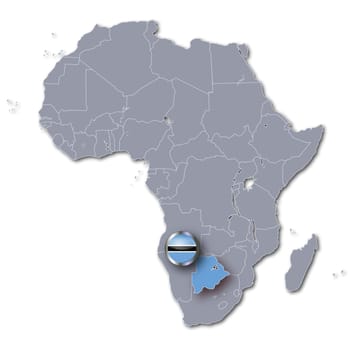 Map of Africa with Botswana