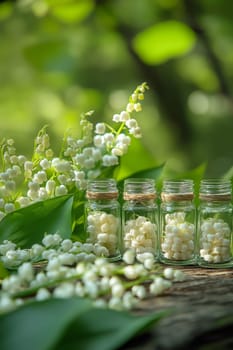 Lily of the Valley Essential Oil in a Small Bottle, Generative AI, nature