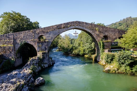 Old Roman stone bridge in Cangas de Onis, Spain