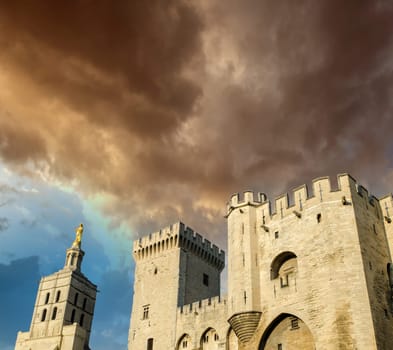 Avignon in Provence - View of Popes Palace.