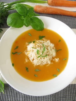 Carrot cream soup with rice
