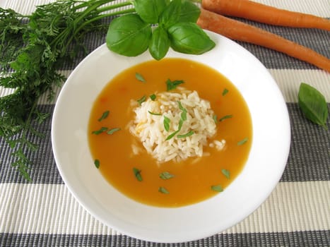 Carrot cream soup with rice