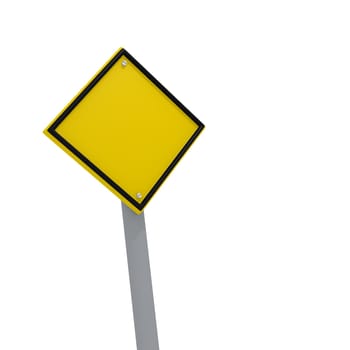 Blank yellow sign with space for text on a white background