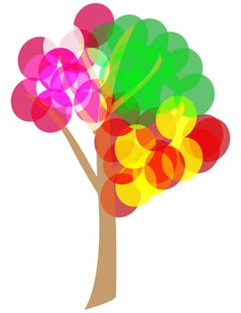 4 seasons tree. Vector illustration contains transparencies
