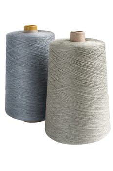 Coils with linen yarn isolated on white background