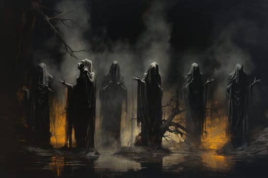 Deep within the realm of fantasy, vengeful banshees dwell, their anguished wails piercing the stillness of haunted forests.