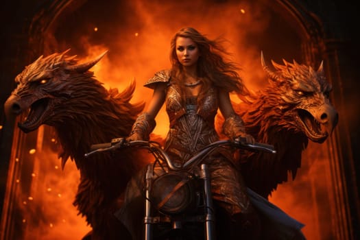An awe-inspiring portrayal of fabled phoenix riders, gracefully soaring through the skies astride magnificent fiery avian creatures.