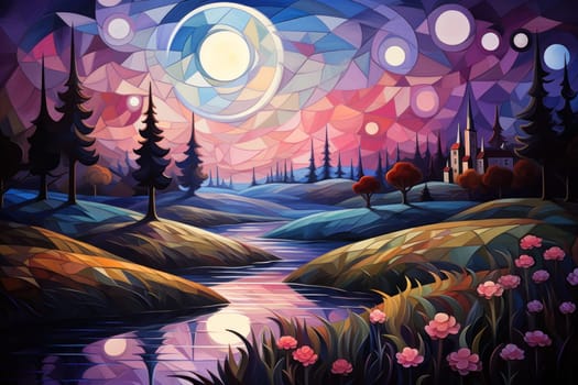 An enchanting portrayal of tranquil moonlit meadows, where dreams materialize and aspirations come to life.