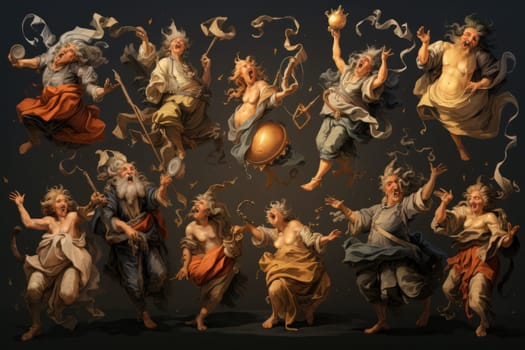 A whimsical portrayal of mischievous laughter sprites, their infectious joy and mirth radiating as they frolic through enchanted meadows.