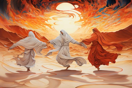 In the enchanting world of fantasy, there exist mystical beings known as whirling sand dervishes.