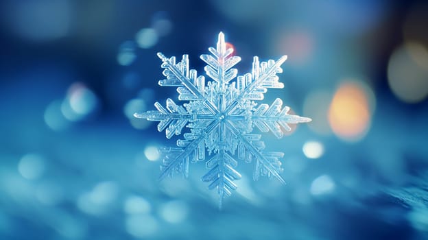 sparkling and perfect snowflake against shallow depth of field background - Christmas concept - AI generative