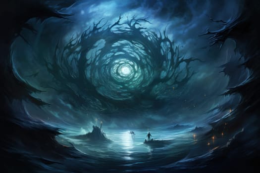 In the realm of fantasy, whirling vortex elementals manifest, harnessing their elemental prowess to conjure powerful storms.