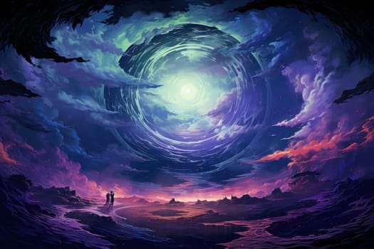 In the realm of fantasy, whirling vortex elementals manifest, harnessing their elemental prowess to conjure powerful storms.