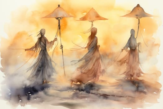 Immerse yourself in the realm of fantasy and behold the awe-inspiring sight of whirling sandstorm djinns.