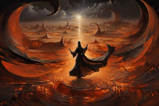 In the enchanting world of fantasy, there exist mystical beings known as whirling sand dervishes.