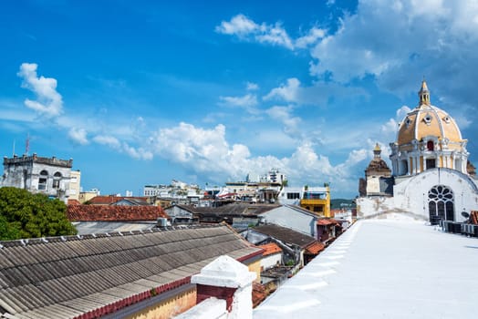 View of San Claver Church and center of Cartagena, Colombia from a rooftop